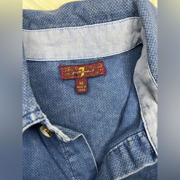 7 of all man kind textured chambray button up shirt sz medium - Picture 3 of 5